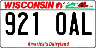WI license plate 921OAL