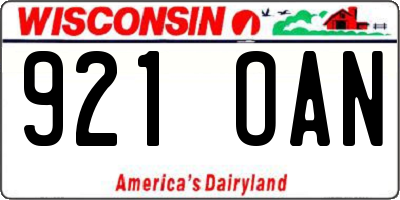 WI license plate 921OAN