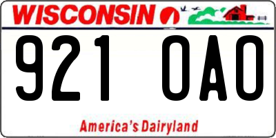 WI license plate 921OAO