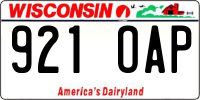WI license plate 921OAP