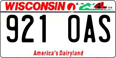 WI license plate 921OAS