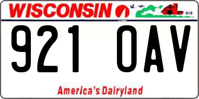 WI license plate 921OAV