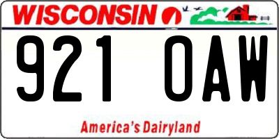 WI license plate 921OAW