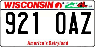 WI license plate 921OAZ