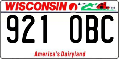 WI license plate 921OBC