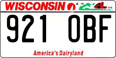 WI license plate 921OBF