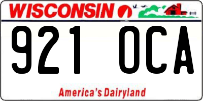 WI license plate 921OCA