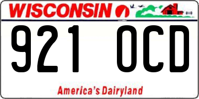 WI license plate 921OCD