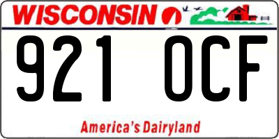 WI license plate 921OCF