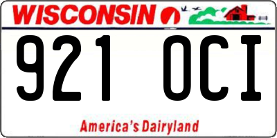 WI license plate 921OCI