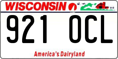 WI license plate 921OCL
