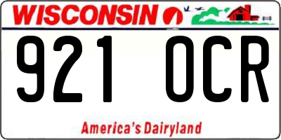 WI license plate 921OCR