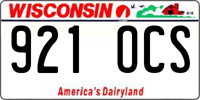WI license plate 921OCS
