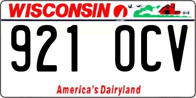 WI license plate 921OCV