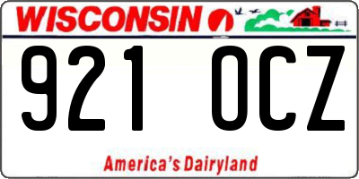 WI license plate 921OCZ
