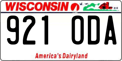 WI license plate 921ODA