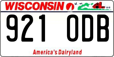 WI license plate 921ODB