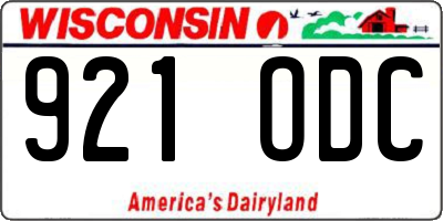 WI license plate 921ODC