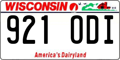 WI license plate 921ODI