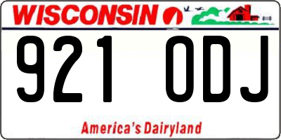 WI license plate 921ODJ