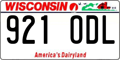 WI license plate 921ODL