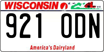 WI license plate 921ODN