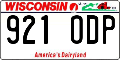 WI license plate 921ODP