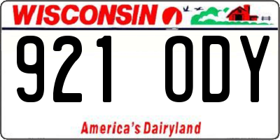 WI license plate 921ODY