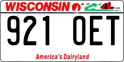 WI license plate 921OET