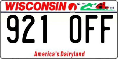 WI license plate 921OFF