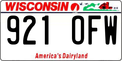 WI license plate 921OFW
