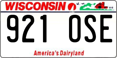 WI license plate 921OSE