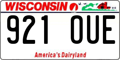 WI license plate 921OUE