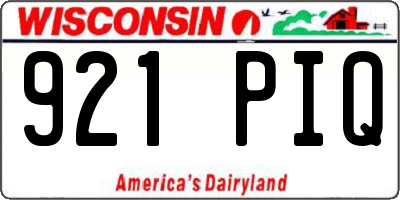 WI license plate 921PIQ