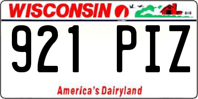 WI license plate 921PIZ