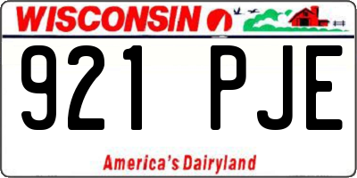 WI license plate 921PJE
