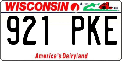 WI license plate 921PKE