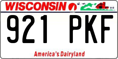 WI license plate 921PKF