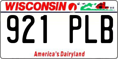 WI license plate 921PLB