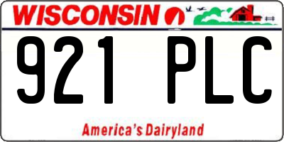 WI license plate 921PLC