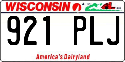 WI license plate 921PLJ