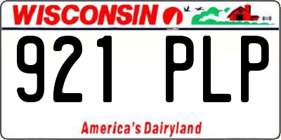 WI license plate 921PLP