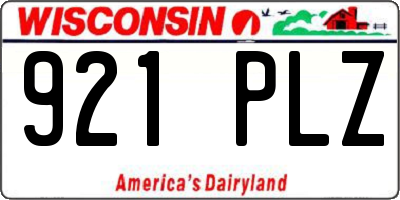 WI license plate 921PLZ