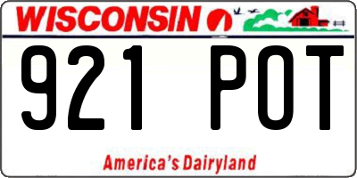 WI license plate 921POT