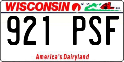 WI license plate 921PSF