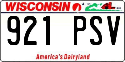 WI license plate 921PSV