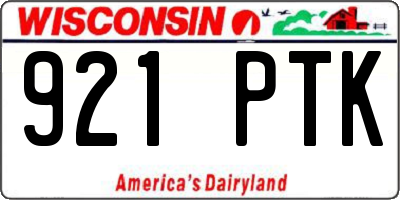 WI license plate 921PTK