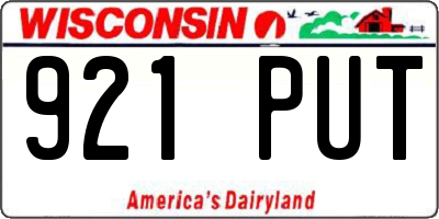 WI license plate 921PUT