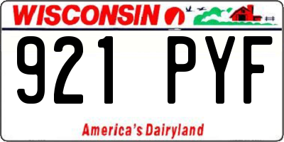 WI license plate 921PYF