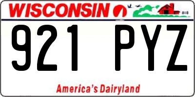 WI license plate 921PYZ